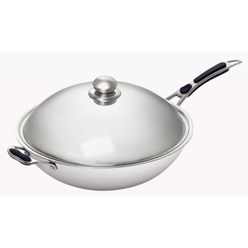  HorecaTraders Horeca Wok Pan Round Bottom + Lid | 36cmØ 