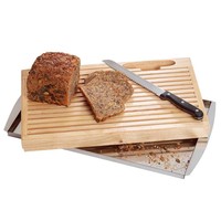Wooden Cutting Board and Knife | 42.5 x 25 x 4cm | With crumb tray | stainless steel