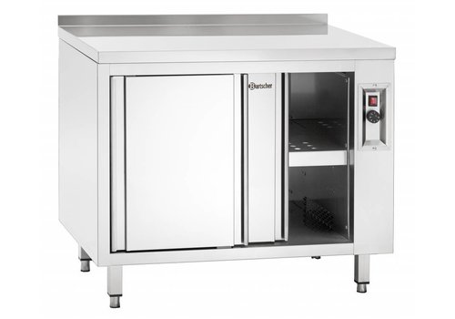  Bartscher Edelstahl-Wärmeschrank mit Schiebetüren und Zwischenboden | B 1000 mm 