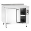 Bartscher Stainless steel warming cabinet with sliding doors and intermediate shelf | W 1800 mm
