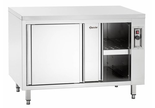  Bartscher Stainless Steel Warm Cabinet with Sliding Doors and Intermediate Shelf | W 1200mm 