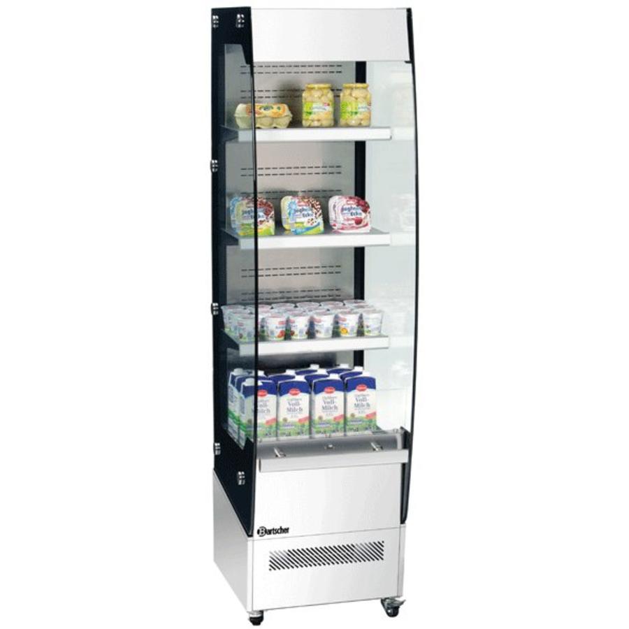 Wandvitrine mit Rollen - 220 Liter - Edelstahl - LED-Beleuchtung