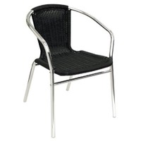 Chaise de terrasse noire avec accoudoirs | 4 pièces