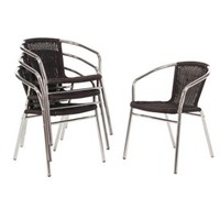 Patio Chair Black with Armrest | 4 pieces