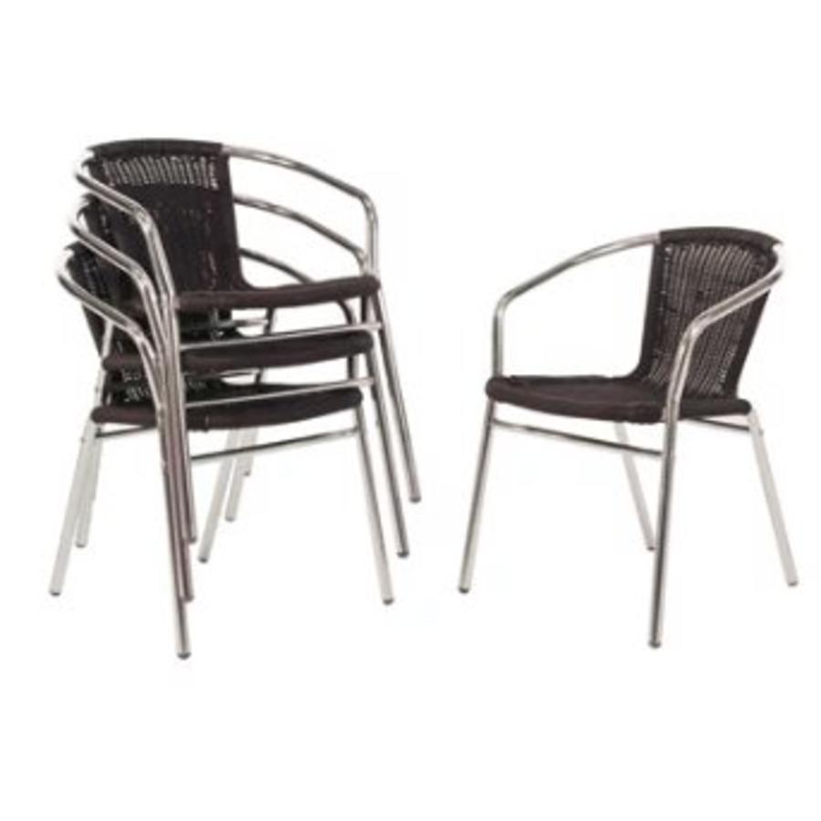 Terrace Chair Black with Armrest | 4 Pieces