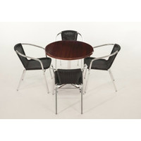Chaise de terrasse noire avec accoudoirs | 4 pièces