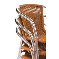 Chaise de terrasse marron clair avec accoudoirs | 4 pièces
