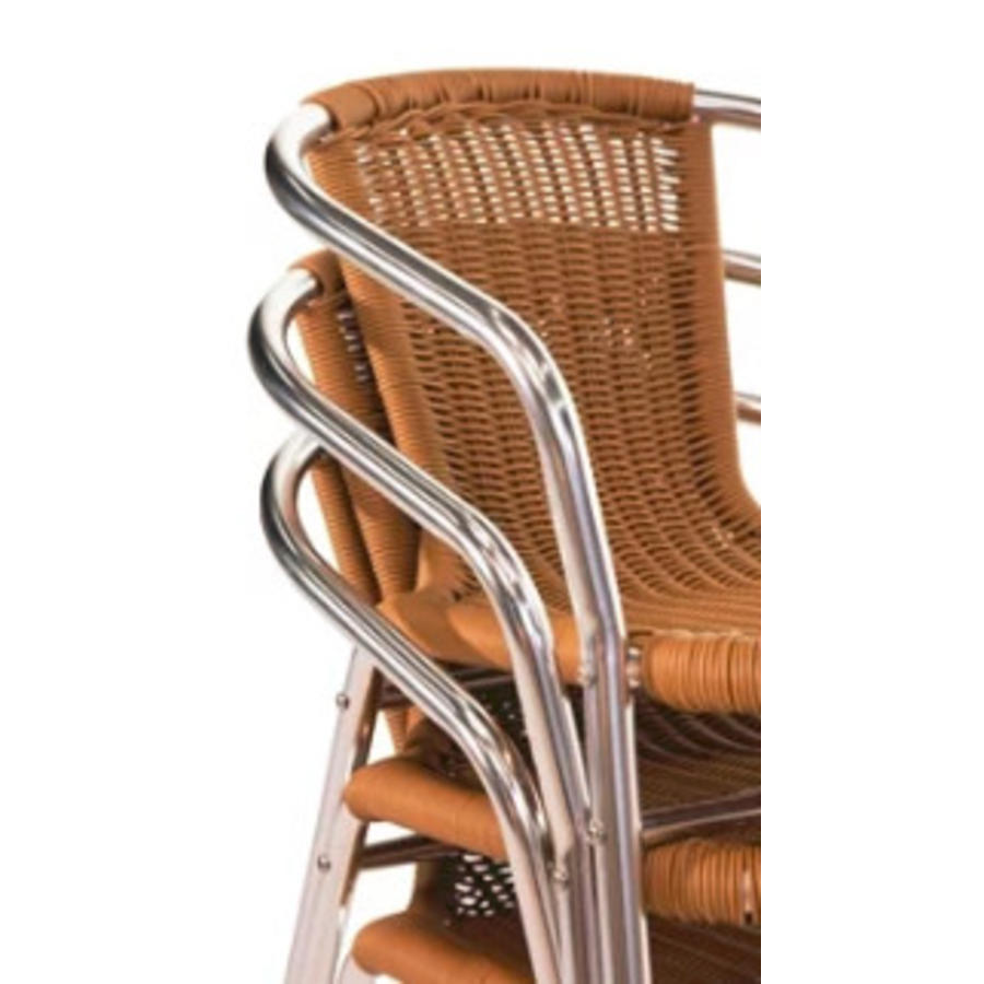 Chaise de terrasse marron clair avec accoudoirs | 4 pièces