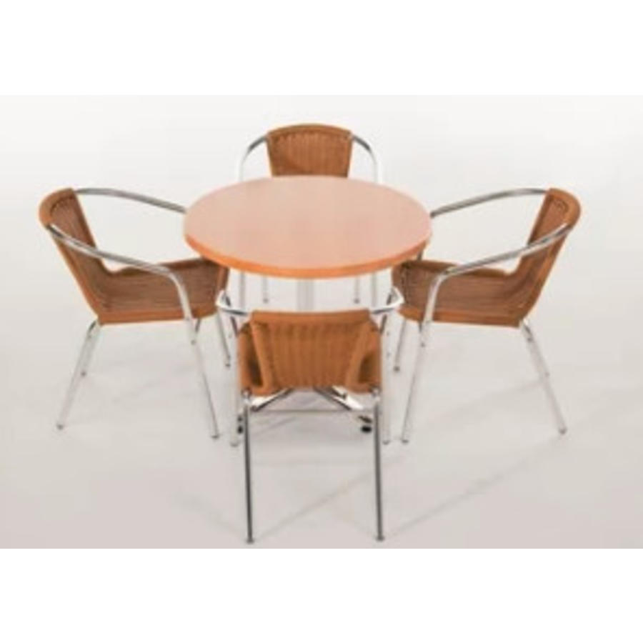 Chaise de terrasse marron clair avec accoudoirs | 4 pièces