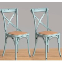 Chaise en bois bleu délavé | 2 pièces