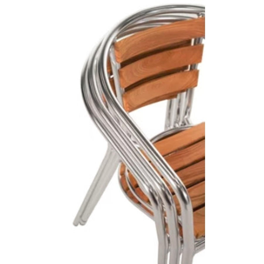 Patio Chair Wood/Aluminium with Armrest | 4 pieces