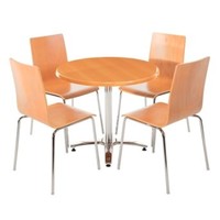 Chaise sans accoudoirs Aspect hêtre | 4 pièces