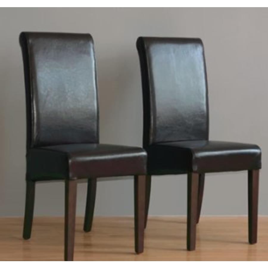 Chaise en simili cuir marron foncé | 2 pièces
