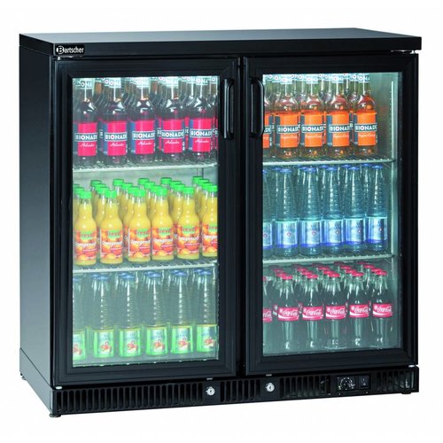  Bartscher Bottle Cooler | Black | 2 Glass doors | 220L 