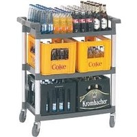 Chariot de service / Chariot de transport | 3 feuilles | Acier inoxydable | 94 x 83 x 41 cm