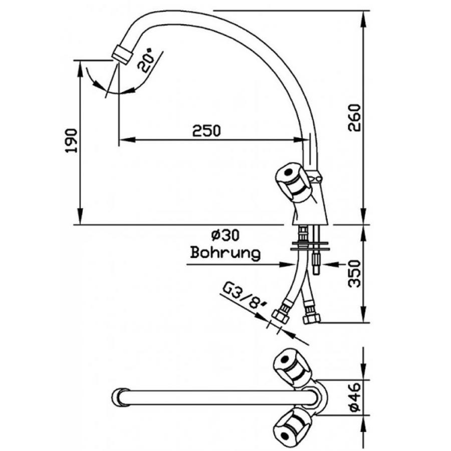 Robinet mitigeur 1/2" modèle à lame 1 trou