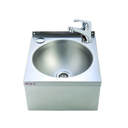  HorecaTraders Lavabo Robinet simple | Acier inoxydable 304 | 33,3 (h) x 38,4 (l) x 13,8 (p) cm 