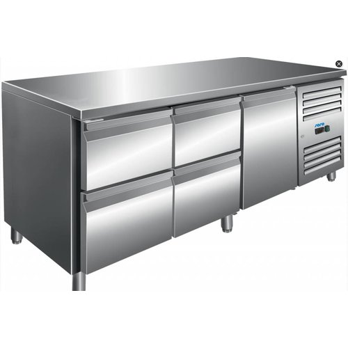  Saro Cooling workbench stainless steel with 1 door and 4 drawers | 179.5 x 70 x 89/95 cm 