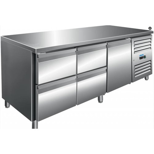  Saro Refrigerated workbench stainless steel with 1 door and 4 drawers | 179.5 x 70 x 89/95 cm 