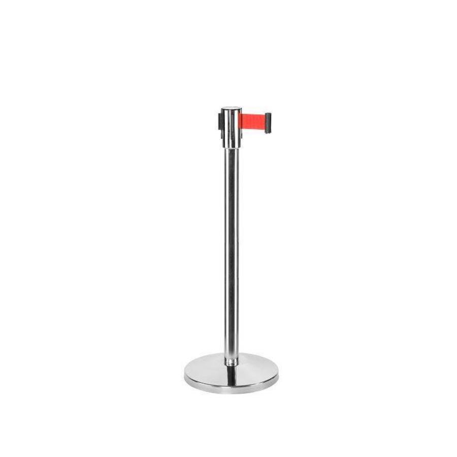 Barrier post chrome with red drawstring - 1.8 Meter