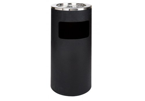  Saro Round Waste Bin with Ashtray | Black 