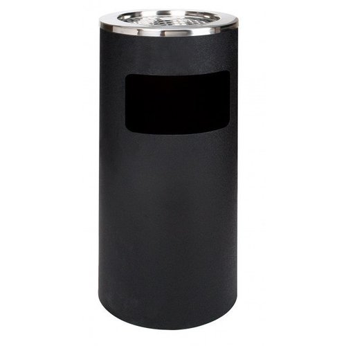  Saro Round Waste Bin with Ashtray | Black 