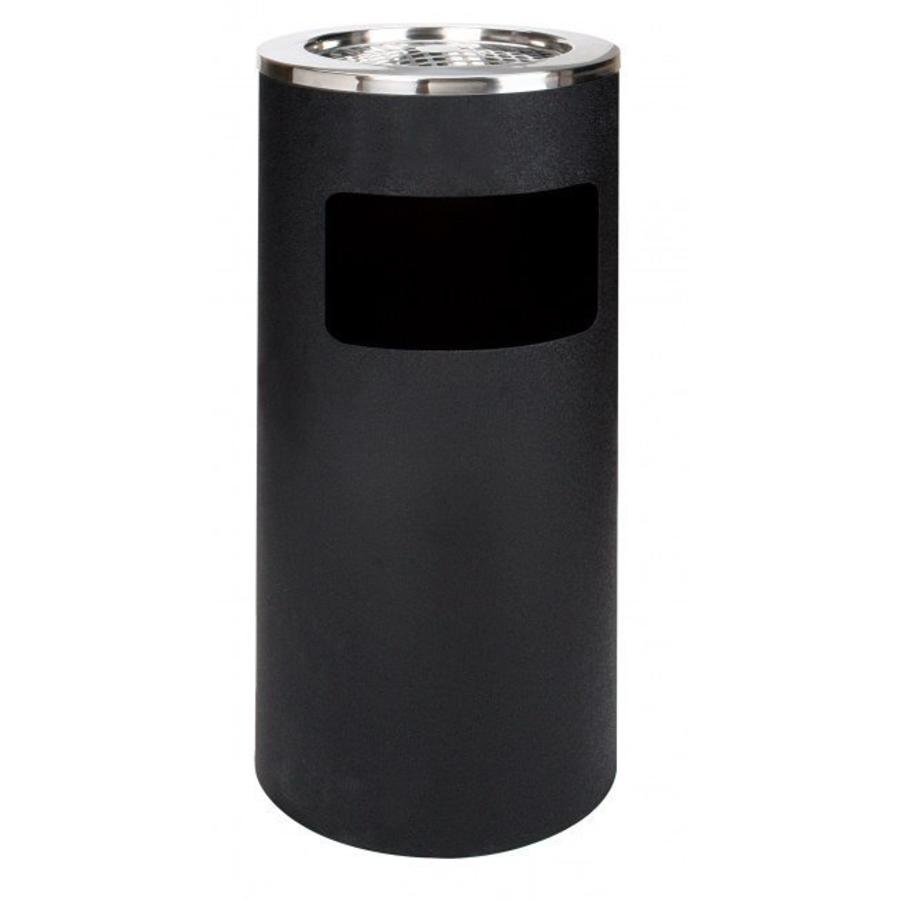 Round Waste Bin with Ashtray | Black