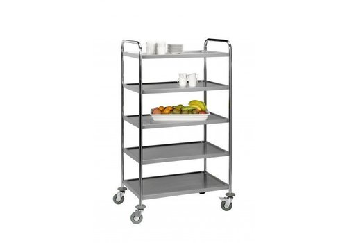  Saro Chariot de service et de débarrassage en acier inoxydable avec 5 plateaux 154(h)x86x54cm 