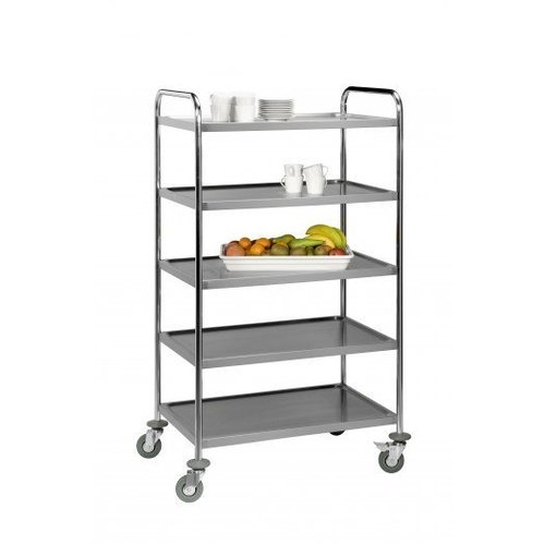  Saro Chariot de service et de débarrassage en acier inoxydable avec 5 plateaux 154(h)x86x54cm 