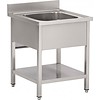 HorecaTraders Sink with overflow | Stainless steel | 70x70x85 cm