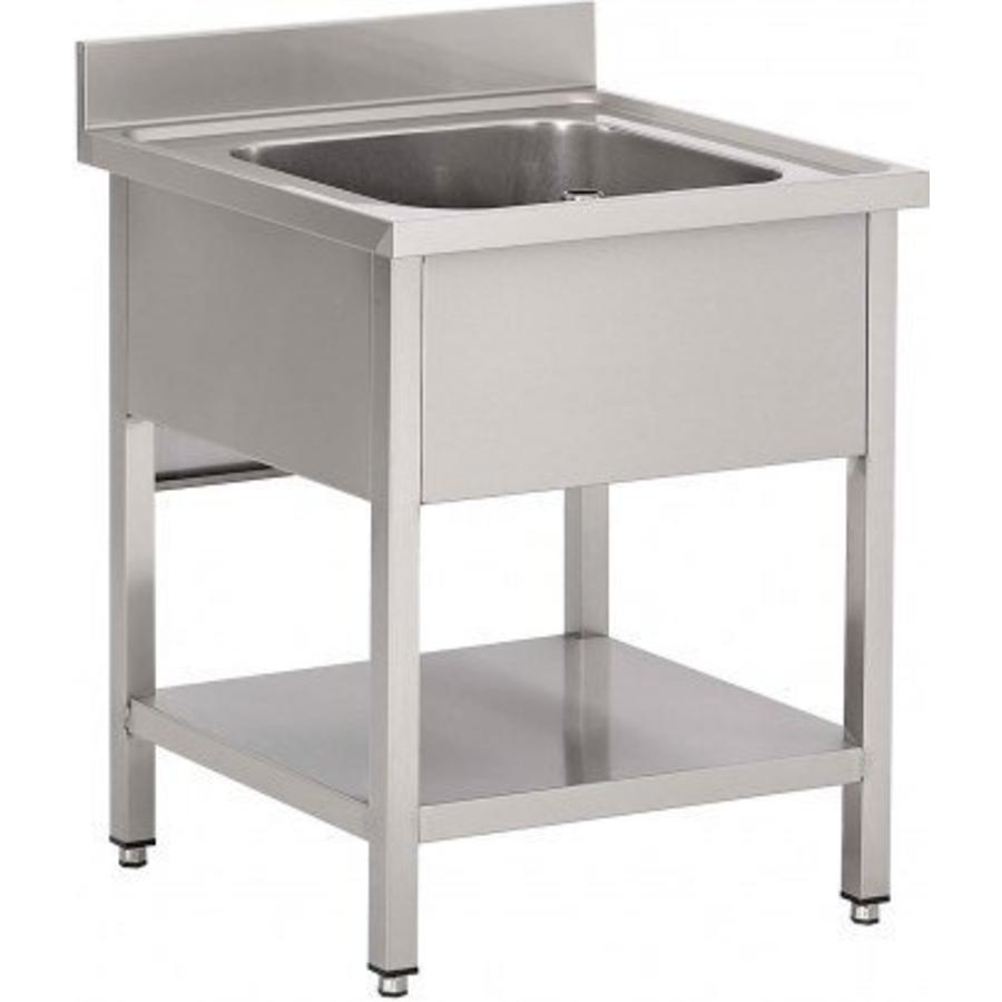 Sink with overflow | Stainless steel | 70x70x85 cm