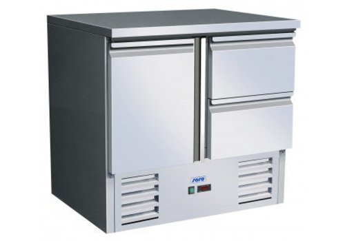  Saro Etabli réfrigéré 1 porte 2 tiroirs inox | 90 x 70 x 85/88,5 cm 