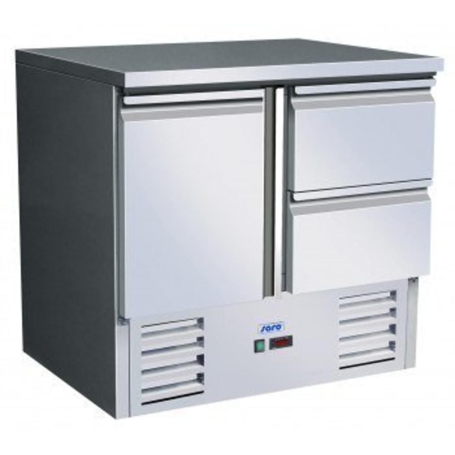 Etabli réfrigéré 1 porte 2 tiroirs inox | 90 x 70 x 85/88,5 cm