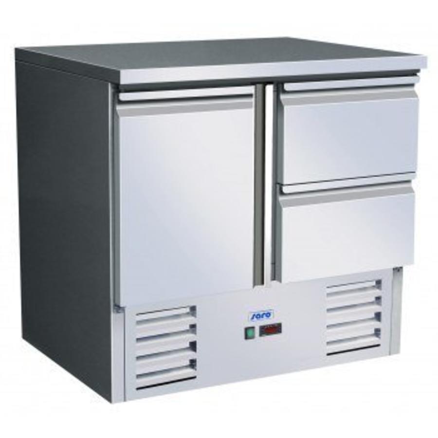 Refrigerated workbench 1 door 2 drawers stainless steel | 90 x 70 x 85/88.5 cm