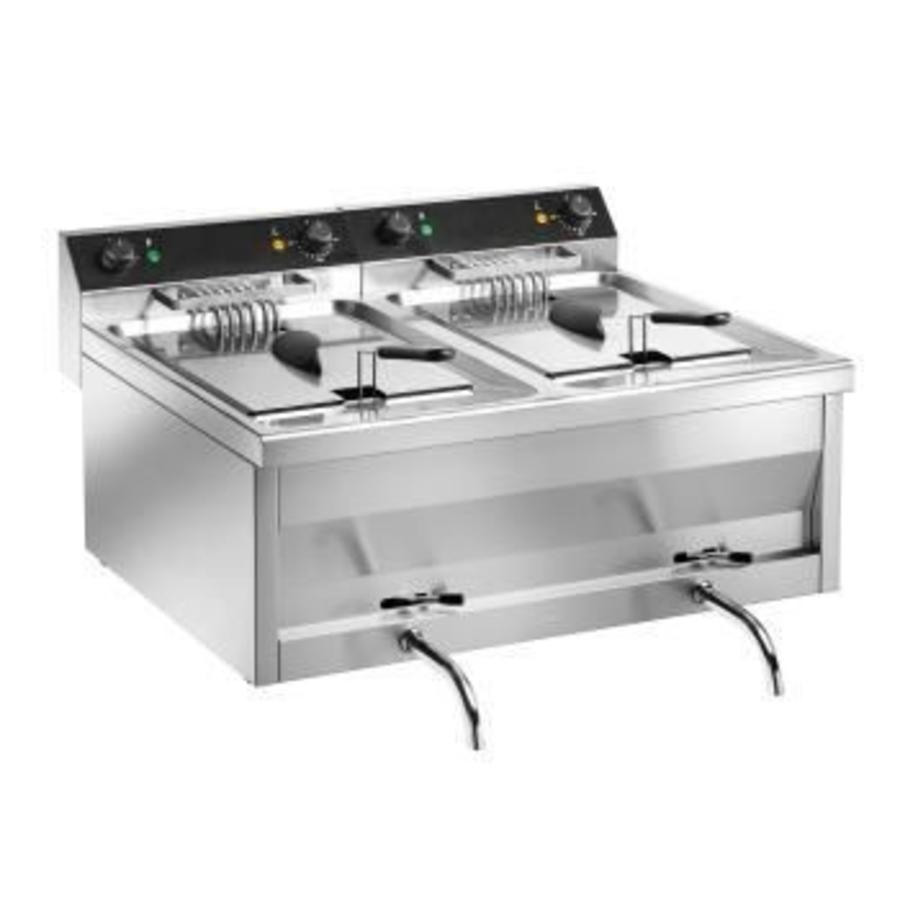 Electric deep fryer with drain 2 x 9 liters
