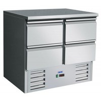 Établi réfrigéré en acier inoxydable avec 4 tiroirs | 90 x 70 x 85/88,5
