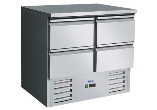  Saro Établi réfrigéré en acier inoxydable avec 4 tiroirs | 90 x 70 x 85/88,5 