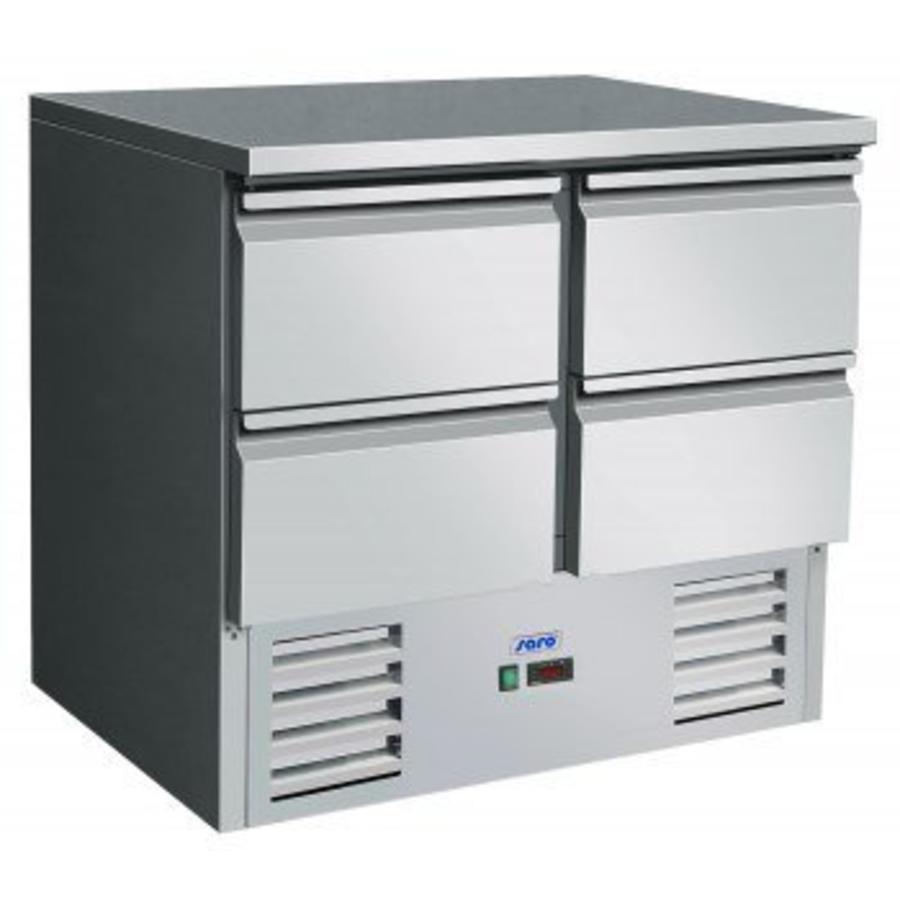 Kühlwerkbank Edelstahl mit 4 Schubladen | 90 x 70 x 85/88,5