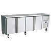 Saro Table réfrigérée en acier inoxydable 4 portes | 223 x 70 x 89/95 cm