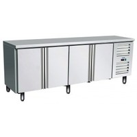 Table réfrigérée en acier inoxydable 4 portes | 223 x 70 x 89/95 cm
