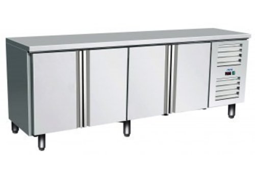  Saro Table réfrigérée en acier inoxydable 4 portes | 223 x 70 x 89/95 cm 