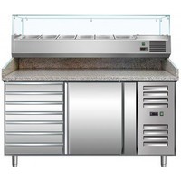 Pizza workbench with 5 x GN 1/3 + 1 x 1/2 GN