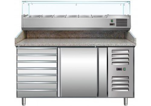  Saro Pizzawerkbank met 5 x GN 1/3 + 1 x 1/2 GN 