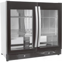 Bar Cooler Black | 2 Full Glass Doors | 198L