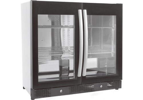  Combisteel Glacière de bar noire | 2 portes entièrement vitrées | 198L 