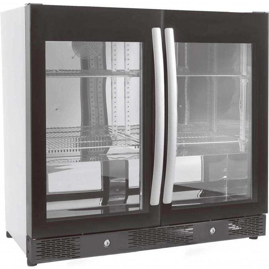 Glacière de bar noire | 2 portes entièrement vitrées | 198L