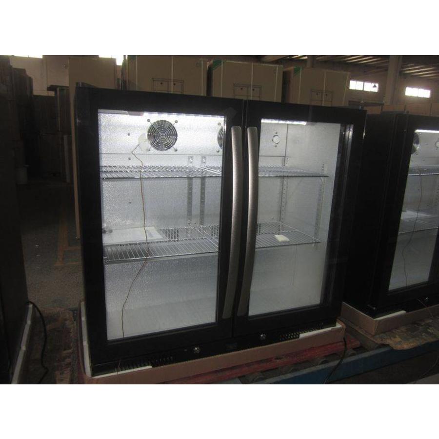 Glacière de bar noire | 2 portes entièrement vitrées | 198L