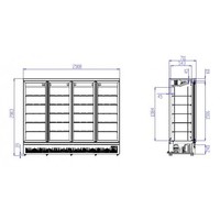 Wall-mounted refrigerator | 4 Glass doors | 2025L