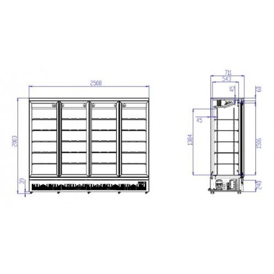 Wall-mounted refrigerator | 4 Glass doors | 2025L