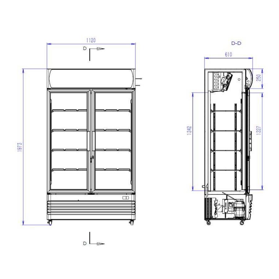 Koelkast | 2 Glasdeuren | 670L